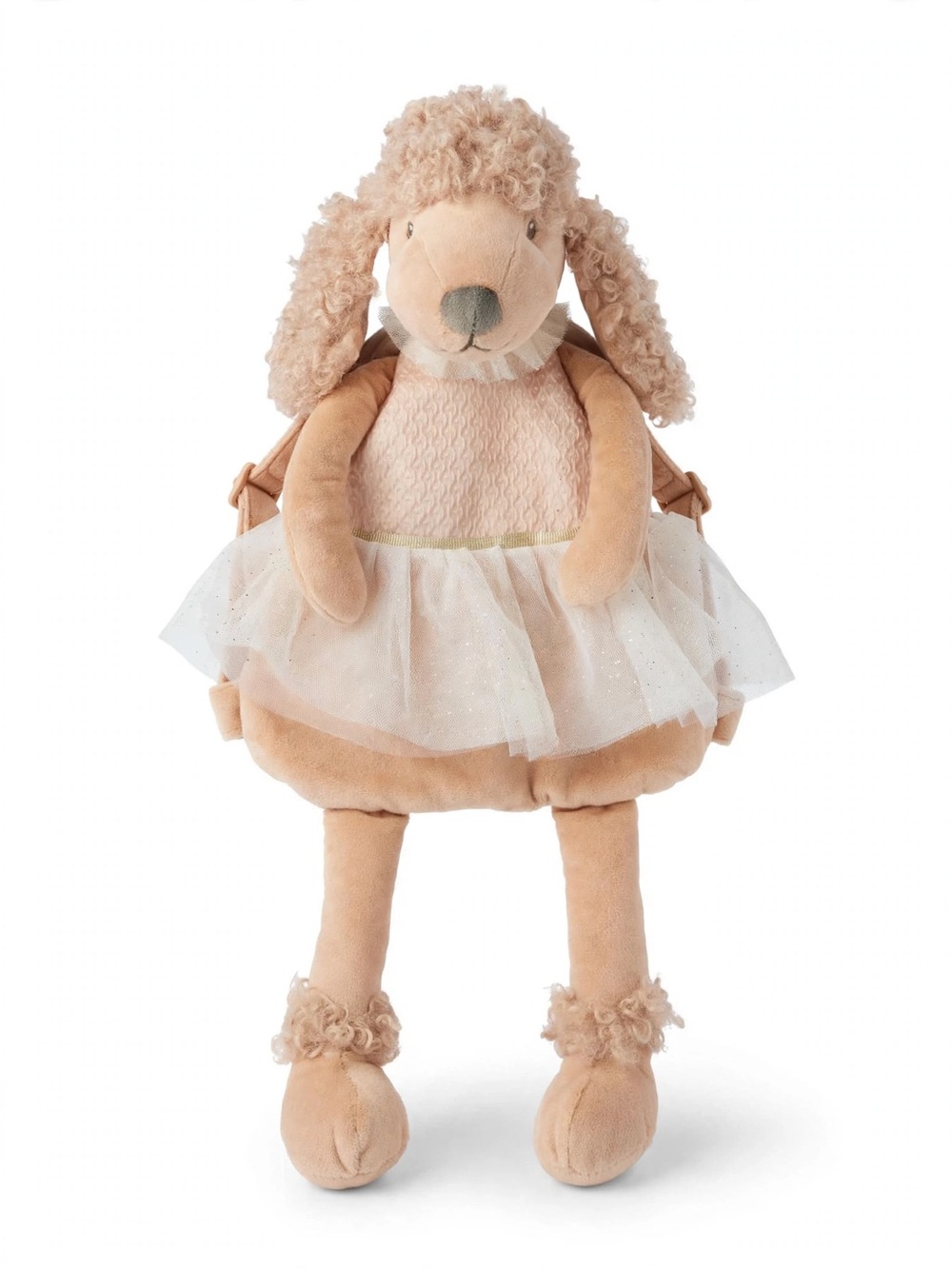 MON AMI Designer Poodle Ballerina Plush Backpack - Pink Tutu Dog Doll Bag
